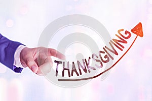 Writing note showing Thanksgiving. Business photo showcasing public acknowledgment or celebration of divine goodness