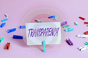Writing note showing Transparency. Business photo showcasing something transparent especially a picture viewed by light photo
