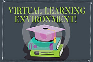 Writing note showing Virtual Learning Environment. Business photo showcasing webbased platform kind of education