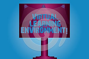 Writing note showing Virtual Learning Environment. Business photo showcasing webbased platform kind of education