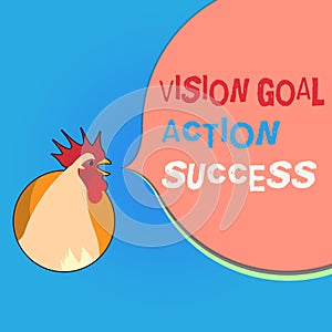 Writing note showing Vision Goal Action Success. Business photo showcasing Strategic Planning Process Act your Dreams