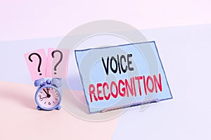 Writing note showing Voice Recognition. Business photo showcasing the control of a computer system by a voice or voices