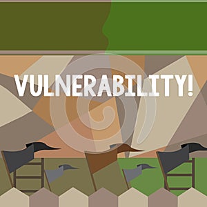 Writing note showing Vulnerability. Business photo showcasing Information susceptibility systems bug exploitation
