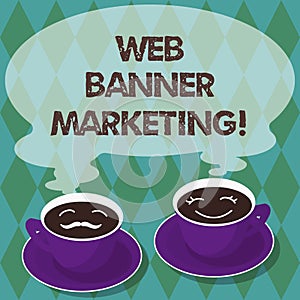 Writing note showing Web Banner Marketing. Business photo showcasing entails to embed an advertisement in a web page