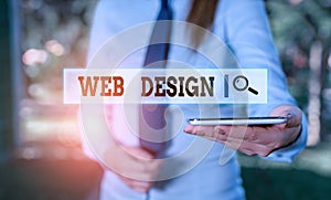 Writing note showing Web Design. Business photo showcasing Website development Designing and process of creating