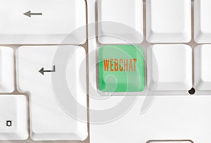 Writing note showing Webchat. Business photo showcasing system that allows users to communicate in real time using internet