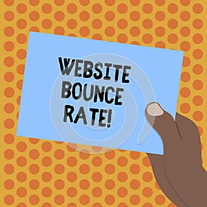 Writing note showing Website Bounce Rate. Business photo showcasing Internet marketing term used in web traffic analysis