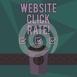 Writing note showing Website Click Rate. Business photo showcasing ratio users who click specific link to number total users 3D