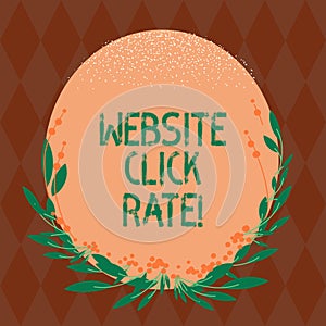 Writing note showing Website Click Rate. Business photo showcasing ratio users who click specific link to number total users Blank