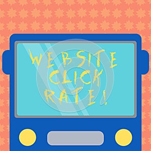 Writing note showing Website Click Rate. Business photo showcasing ratio users who click specific link to number total users Drawn