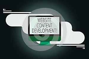 Writing note showing Website Content Development. Business photo showcasing process of issuing info that readers find useful