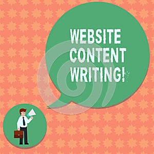 Writing note showing Website Content Writing. Business photo showcasing writing an informative content for a websites Man in