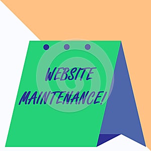 Writing note showing Website Maintenance. Business photo showcasing act of regularly checking your website for issues.