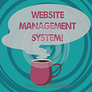 Writing note showing Website Management System. Business photo showcasing way to analysisage digital information on a website Mug photo