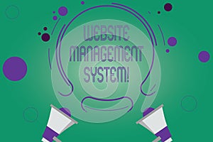 Writing note showing Website Management System. Business photo showcasing way to analysisage digital information on a website Two photo