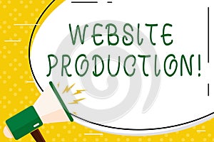 Writing note showing Website Production. Business photo showcasing process of creating websites and it s is components