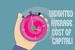 Writing note showing Weighted Average Cost Of Capital. Business photo showcasing Wacc financial business indicators Hu analysis