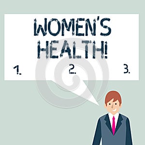 Writing note showing Women S Is Health. Business photo showcasing the health issues specific to huanalysis anatomy