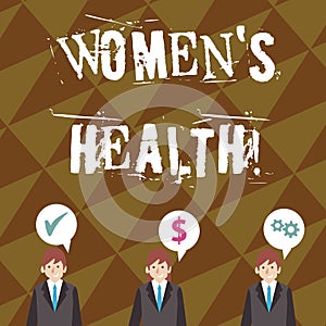 Writing note showing Women S Is Health. Business photo showcasing the health issues specific to huanalysis anatomy