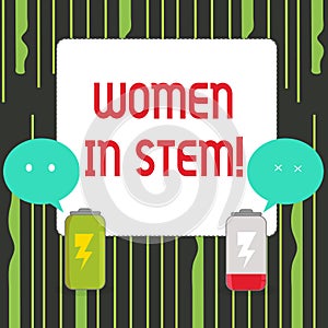 Writing note showing Women In Stem. Business photo showcasing Science Technology Engineering Mathematics Scientist