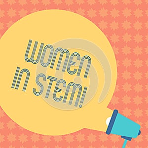 Writing note showing Women In Stem. Business photo showcasing Science Technology Engineering Mathematics Scientist