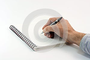 Writing on notebook