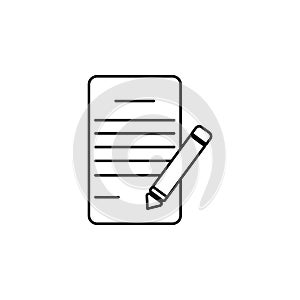 Writing pad and pen line icon. vector