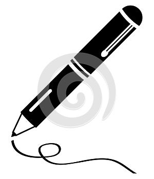 Writing pen clean black icon