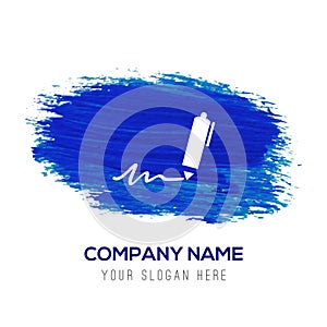 Writing pen icon - Blue watercolor background