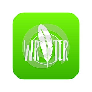 Writing pen icon green vector