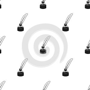 Writing Pen ticket icon in black style isolated on white background. Theater pattern stock vector illustration