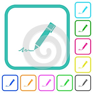 Writing pen vivid colored flat icons