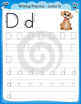 Writing practice letter D