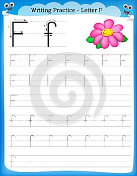 Writing practice letter F