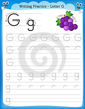 Writing practice letter G