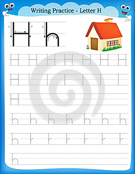 Writing practice letter H