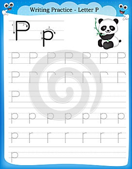 Writing practice letter P