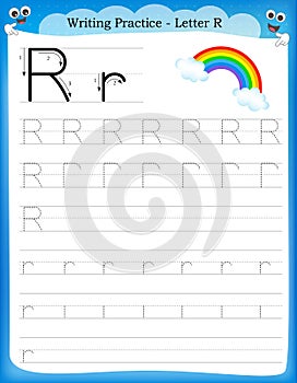 Writing practice letter R