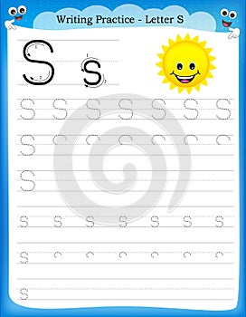Writing practice letter S