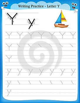 Writing practice letter Y