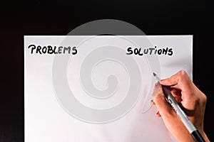 Writing problems and solutions list. Text problems and solutions on paper