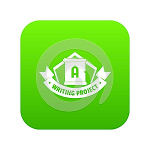 Writing project icon green vector