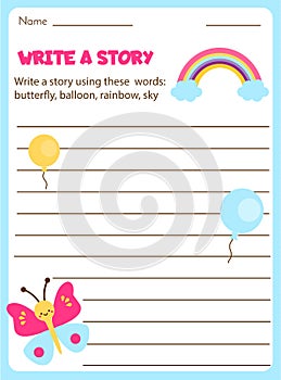 Writing prompt for kids blank. Educational children page. Develop fantasy and writing stories skills