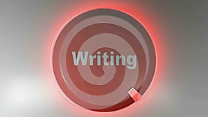 Writing red circle sign with rotating cursor - 3D rendering video clip