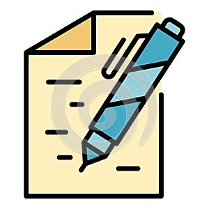 Writing report icon color outline vector