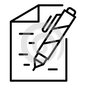 Writing report icon, outline style