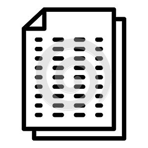 Writing report paper icon, outline style
