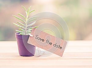 Writing save the date on card