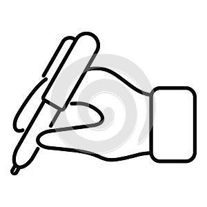 Writing signature icon outline vector. Check data face