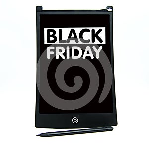 Writing tablet with Black Friday logotype. Black Friday concept